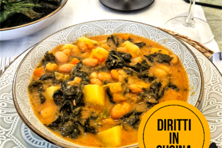 ZUPPA DI CAVOLO NERO E FAGIOLI CON CHIPS CROCCANTI